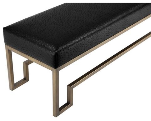 Pangea Home Laurence 18" Stainless Steel Bench In Brass & Faux Black ... throughout Laurence Bench, Silver And Black, Polish Steel